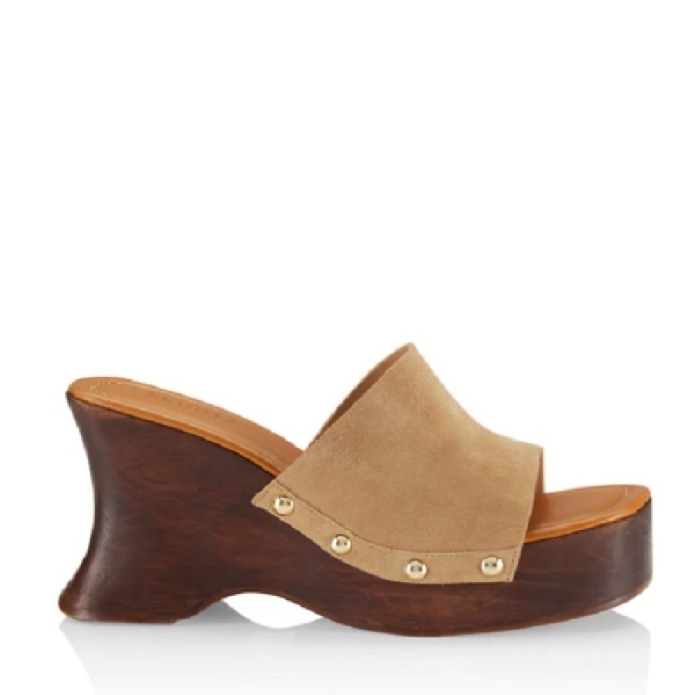 $89 NWT SCHUTZ (8.5 & 9.5) Beige Lanneh Suede Clogs